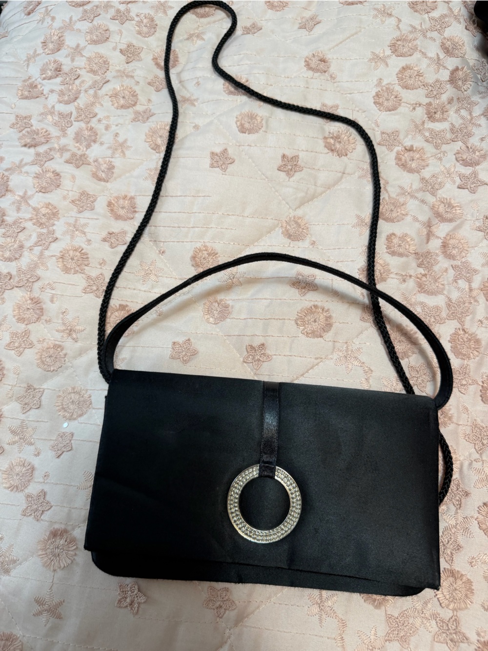 Vintage "Another Y&S Original" Black Satin Evening Clutch Bag